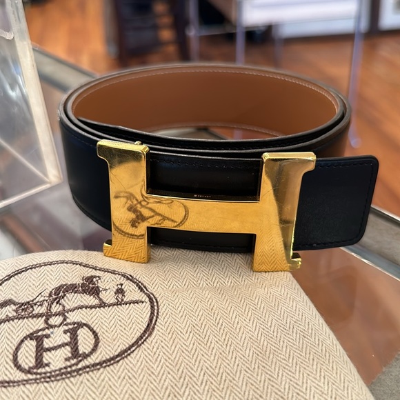 HERMES worn twice H belt buckle & Reversible leather strap 34 mm - Picture 5 of 8